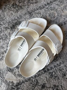Birkenstock White Arizona EVA Slide Sandals with Adjustable Straps